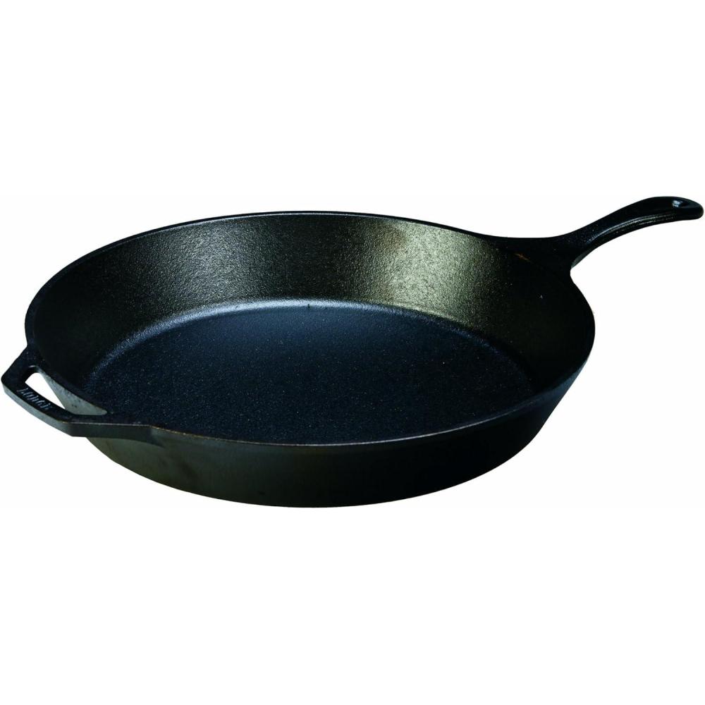 imageLodge 1025 Inch Cast Iron Skillet  PreSeasoned Frying Pan with Teardrop Handle  Oven Stovetop Grill amp Campfire Use  Made in USA  Durable NonToxic EvenHeating Cookware  Black15 Inch 1 Count