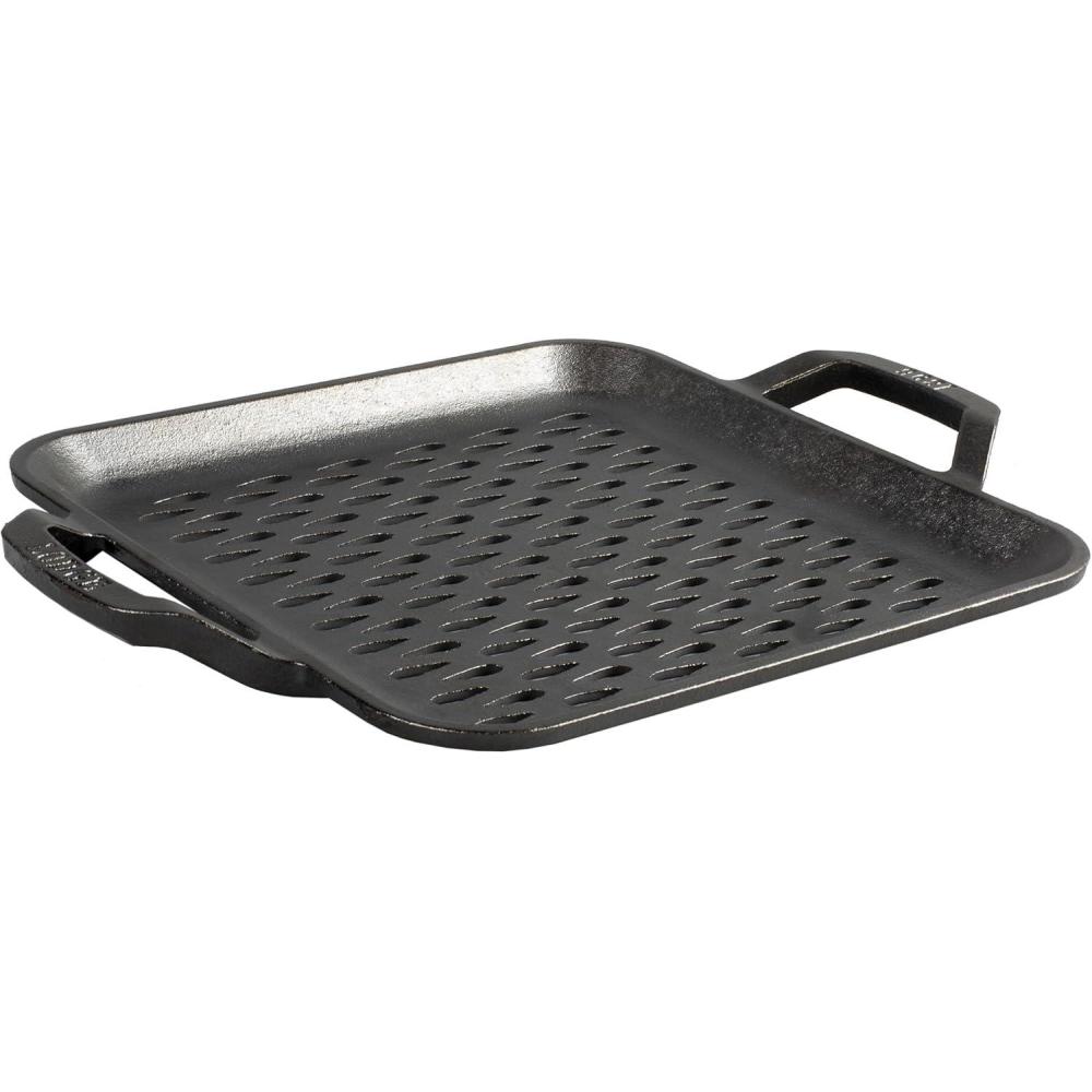 imageLodge 11 Cast Iron Square Grill Topper  Chef Collection  Made in the USA  PreSeasoned  For Indoor amp Outdoor Cooking  Durable Grill Topper