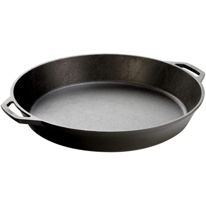imageLodge 17 Inch PreSeasoned Cast Iron Skillet  Dual Assist Handles  Use in the Oven on the Stove on the Grill or Over a Campfire  Black