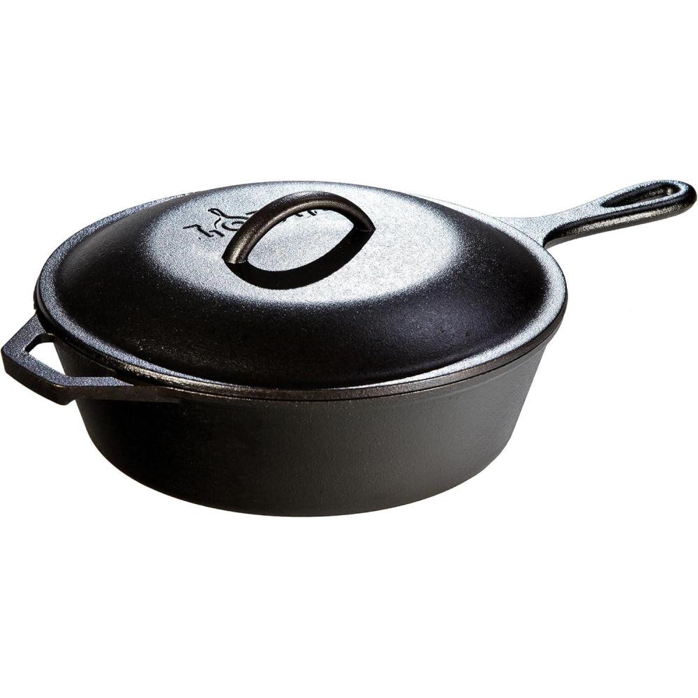 imageLodge 3 Quart PreSeasoned Cast Iron Deep Skillet with Lid