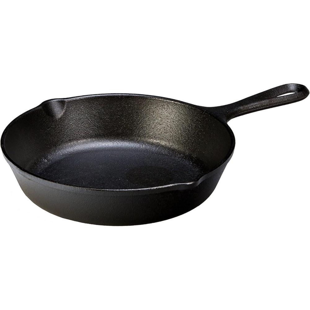 imageLodge 8 Inch PreSeasoned Cast Iron Stamped Skillet  Signature Teardrop Handle  Use in the Oven on the Stove on the Grill or Over a Campfire  Deer8 inch