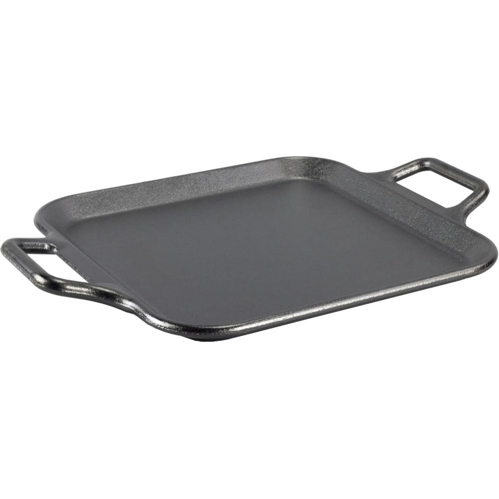 imageLodge BOLD 12 Inch Seasoned Cast Iron Square Griddle DesignForward CookwareSquare Griddle with Loop Handles