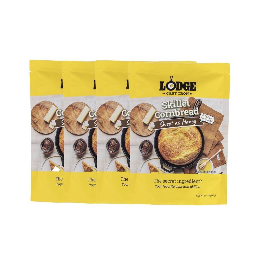 imageLodge Cast Iron Skillet Cornbread  Easy to Bake 174 oz 4 Pack  Sweet As Honey