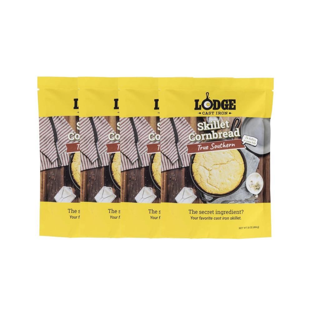 imageLodge Cast Iron Skillet Cornbread  Easy to Bake 174 oz 4 Pack  True Southern