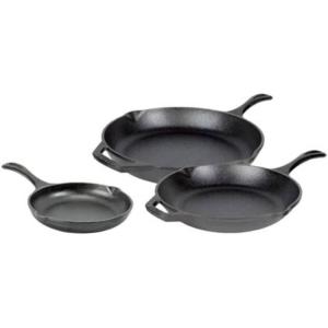 Lodge 12″ Cast Iron Skillet – Chef Collection – Perfect Sear – Ergonomic Handles – Superior Heat Retention – Cast Iron Cookware & Skillet(8”  10″  & 12″ (Pack of 3))