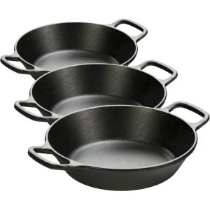 Lodge 12 Inch Pre-Seasoned Cast Iron Skillet – Dual Assist Handles – Use in the Oven, on the Stove, on the Grill, or Over a Campfire – Black(8 Inch (Pack of 3))