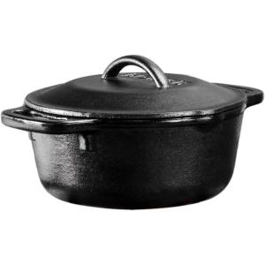 Lodge 2 Quart Pre-Seasoned Cast Iron Dutch Oven with Lid – Dual Handles – Use in the Oven, on the Stove, on the Grill or over the Campfire – Black(1 Quart)