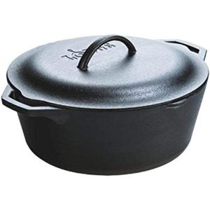 Lodge 2 Quart Pre-Seasoned Cast Iron Dutch Oven with Lid – Dual Handles – Use in the Oven, on the Stove, on the Grill or over the Campfire – Black(7 Quart)