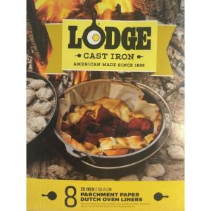Lodge 20 Inch Diameter Parchment Paper Dutch Oven Liner – 100% Biodegradable Dutch Oven Liner – Easy Camp Cooking Cleanup – 8 Pack(Standard)