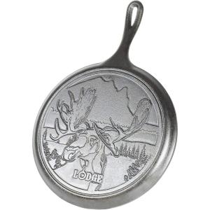 Lodge 8 Inch Pre-Seasoned Cast Iron Stamped Skillet – Signature Teardrop Handle – Use in the Oven, on the Stove, on the Grill, or Over a Campfire – Deer(10.5 inch)