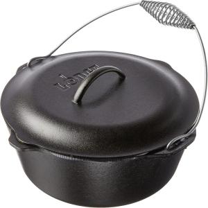 Lodge 9 Quart Pre-Seasoned Cast Iron Dutch Oven with Lid – Wire Bail Handle for Easy Transfer from Cooking Surface to Table – Use in the Oven, on the Stove, on the Grill or over the Campfire – Black(7 Quart)