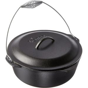 Lodge 9 Quart Pre-Seasoned Cast Iron Dutch Oven with Lid – Wire Bail Handle for Easy Transfer from Cooking Surface to Table – Use in the Oven, on the Stove, on the Grill or over the Campfire – Black(9 Quart)