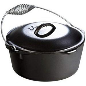 Lodge 9 Quart Pre-Seasoned Cast Iron Dutch Oven with Lid – Wire Bail Handle for Easy Transfer from Cooking Surface to Table – Use in the Oven, on the Stove, on the Grill or over the Campfire – Black(5 Quart)