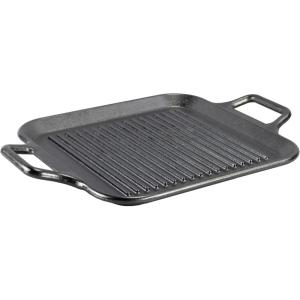 Lodge BOLD 12 Inch Seasoned Cast Iron Square Griddle, Design-Forward Cookware(Grill Pan w/ Loop Handles)