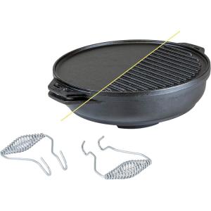 Lodge Cast Iron Cook-It-All Kit. Five-Piece Cast Iron Set includes a Reversible Grill/Griddle 14 Inch, 6.8 Quart Bottom/Wok, Two Heavy Duty Handles, and a Tips & Tricks Booklet.(Cast Iron Set)