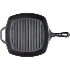 Lodge Cast Iron Grill Pan, Square, 10.5 Inch(10.5-Inch Grill Pan)