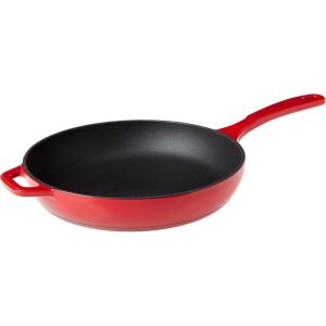 Lodge EC11S33 Enameled Cast Iron Skillet, 11-inch, Caribbean Blue(Red)