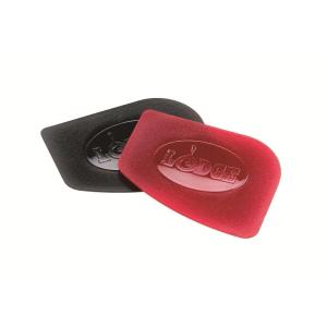 Lodge Pan Scrapers. Handheld Polycarbonate Cast Iron Pan Cleaners. (2-Pack. Red/Black)
