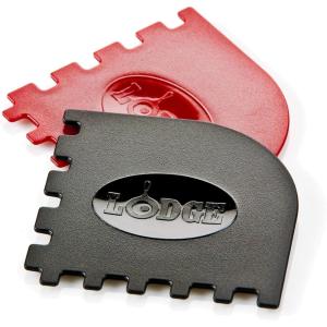 Lodge SCRAPERGPK Durable Grill Pan Scrapers, Red and Black, 2-Pack