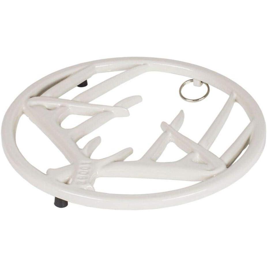 imageLodge Enameled Cast Iron Antler 8 Inch Midnight Chrome Trivet BiscottiAntler