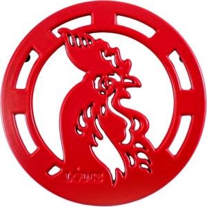 Lodge Enameled Cast Iron Antler, 8 Inch, Midnight Chrome Trivet, Biscotti(Rooster)